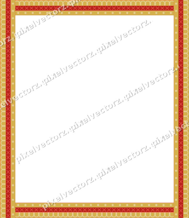 Decorative picture frame border in red and orange with cross band
