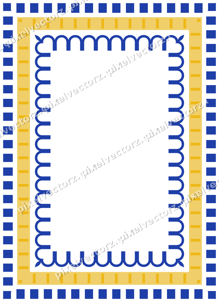 Decorative picture frame border in amber and blue with dentil