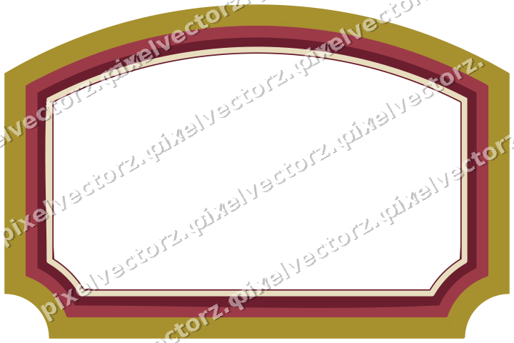 Decorative line art frame in dark pink and red with label plaque
