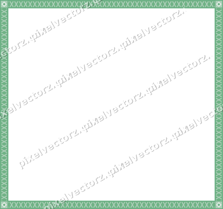 Decorative picture frame border in green and teal with cross band