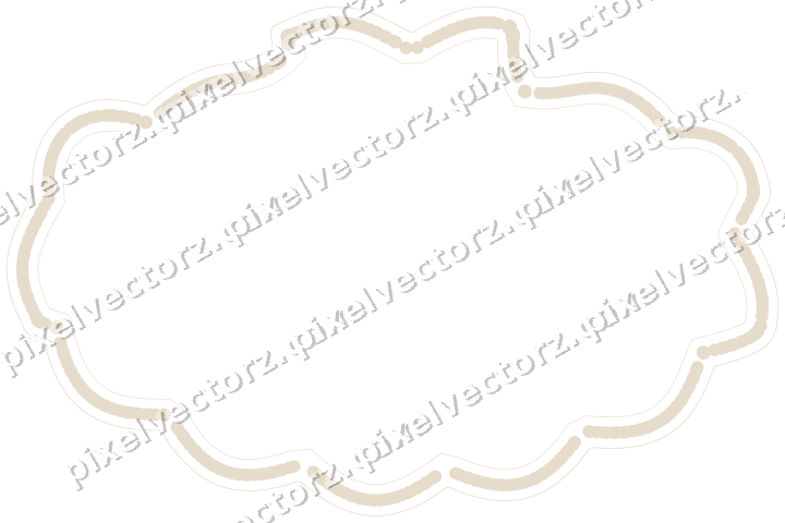 Decorative line art frame in dark red and dark green with label plaque