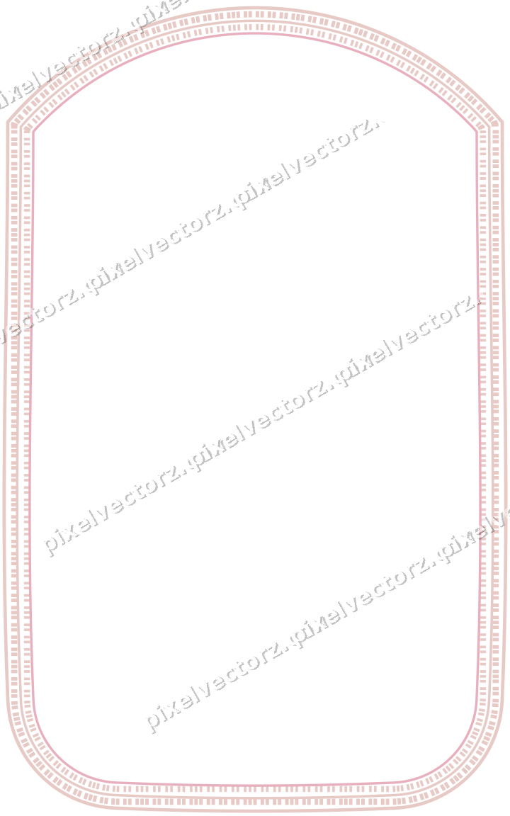 Decorative line art frame in pale pink and pale red with label plaque