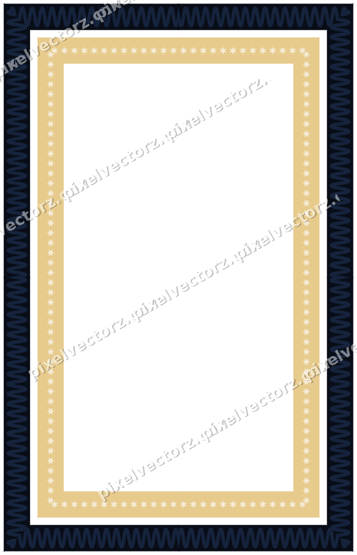 Decorative picture frame border in dark blue and amber with wave band