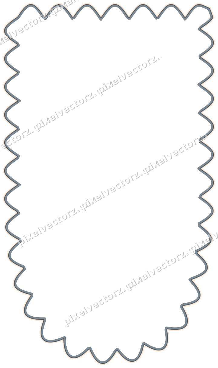 Decorative line art frame in blue and orange with shield