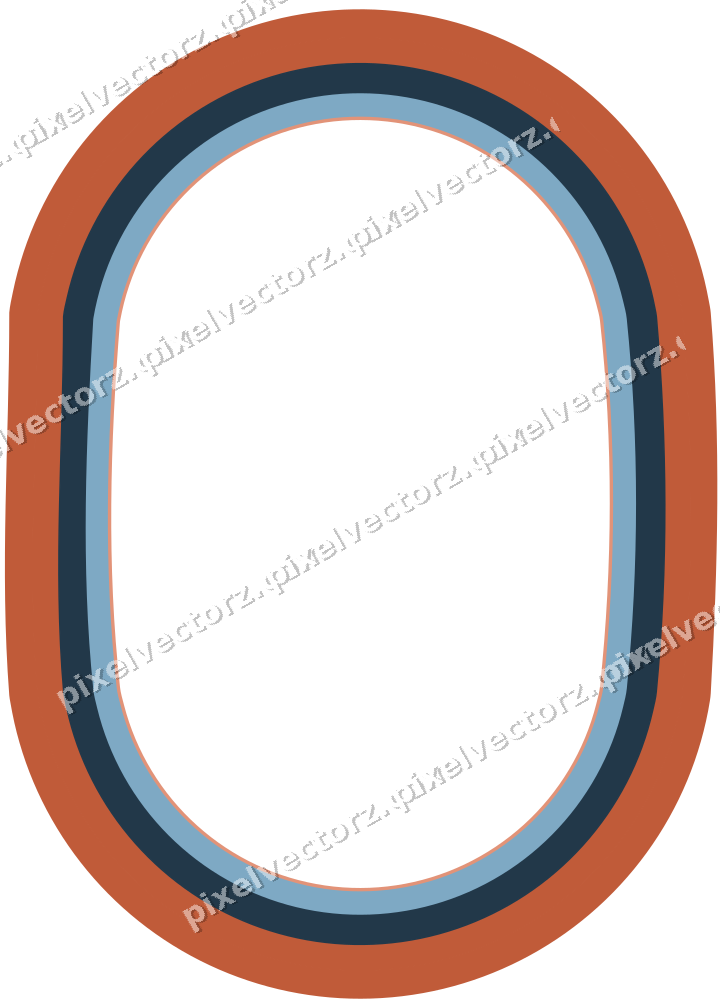 Decorative line art frame in orange and cyan with label plaque