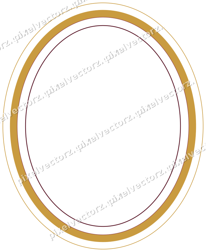Decorative line art frame in dark pink and amber with oval