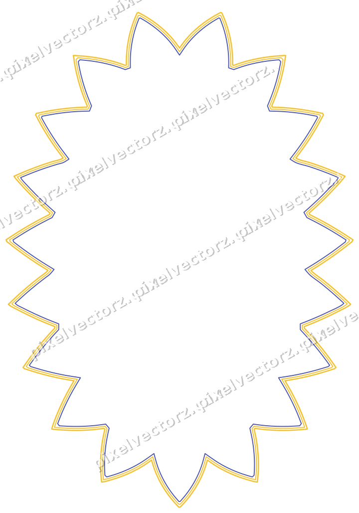 Decorative line art frame in dark blue and amber with oval
