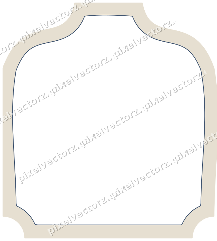 Decorative line art frame in amber and green with label plaque