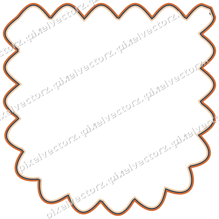 Decorative line art frame in dark blue and orange with shield