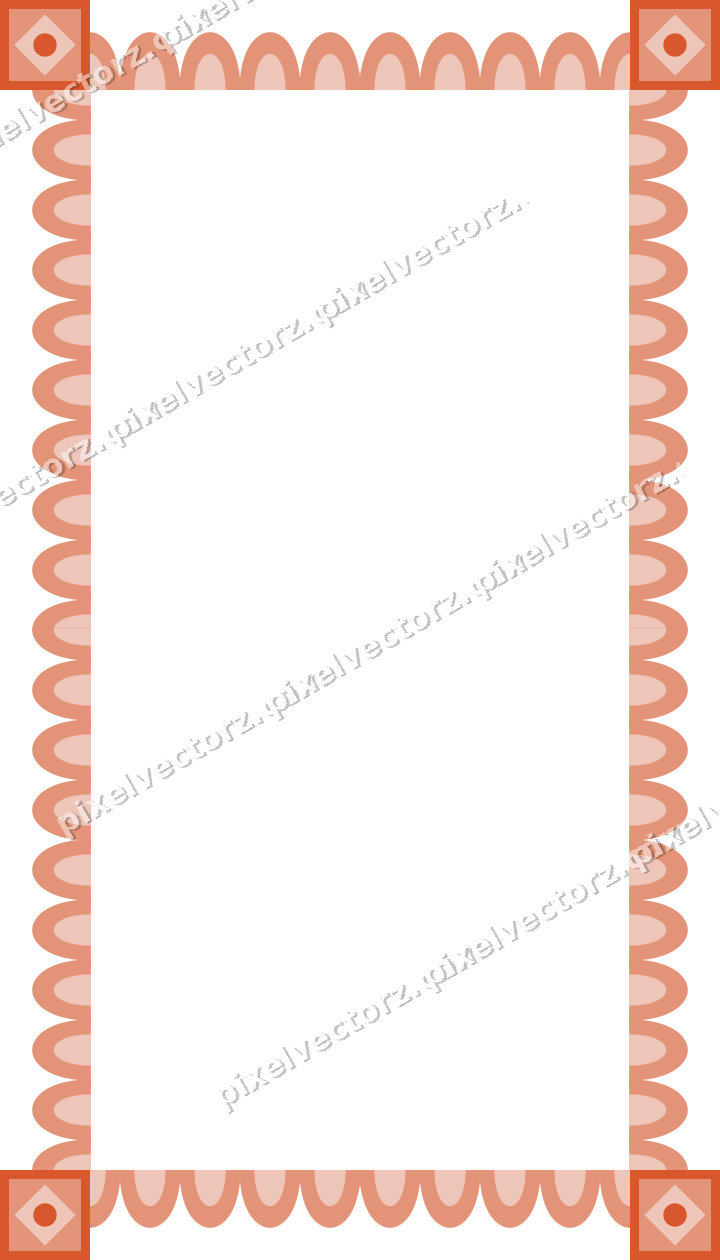 Decorative picture frame border in orange and cyan with scale band