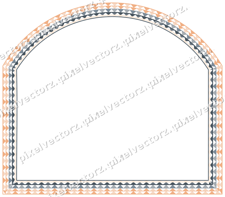 Decorative line art frame in blue and orange with label plaque
