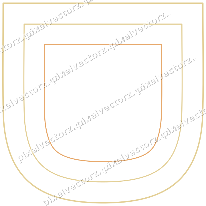 Decorative line art frame in red and orange with shield