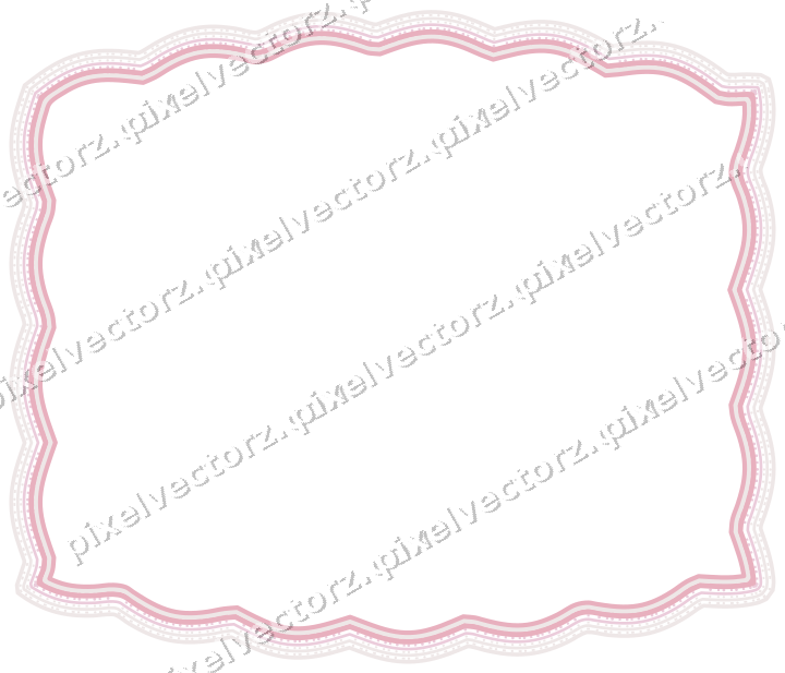 Decorative line art frame in pale pink and pale red with label plaque