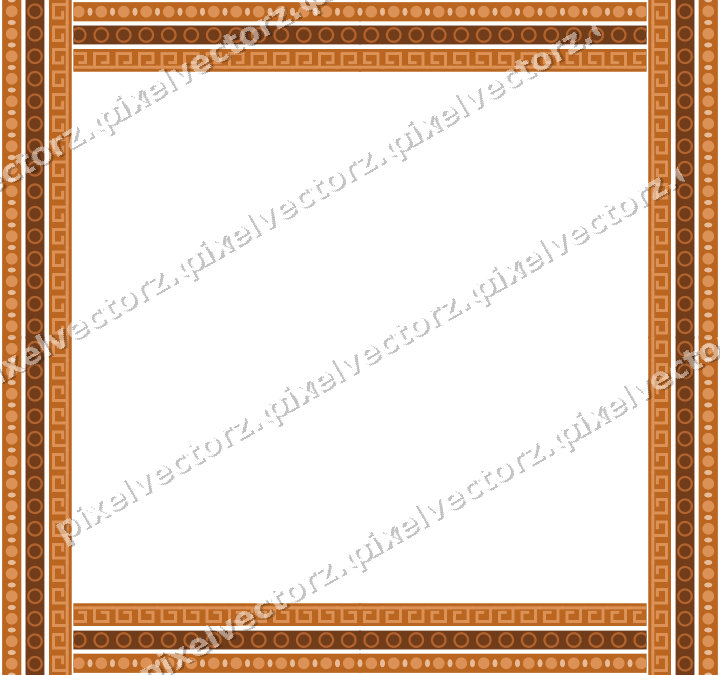 Decorative picture frame border in orange and teal with bead and reel