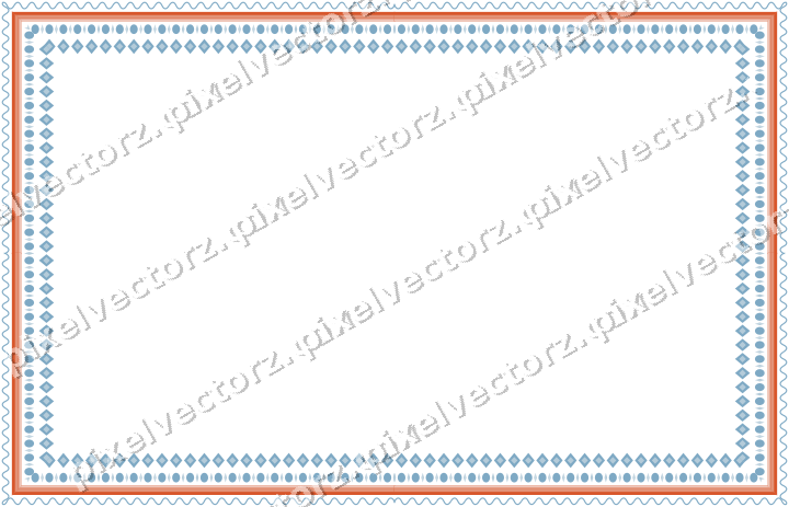 Decorative picture frame border in orange and cyan with wave band