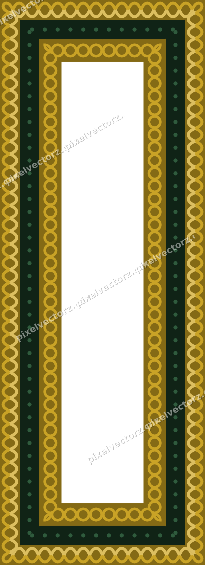Decorative picture frame border in dark green and amber with guilloche