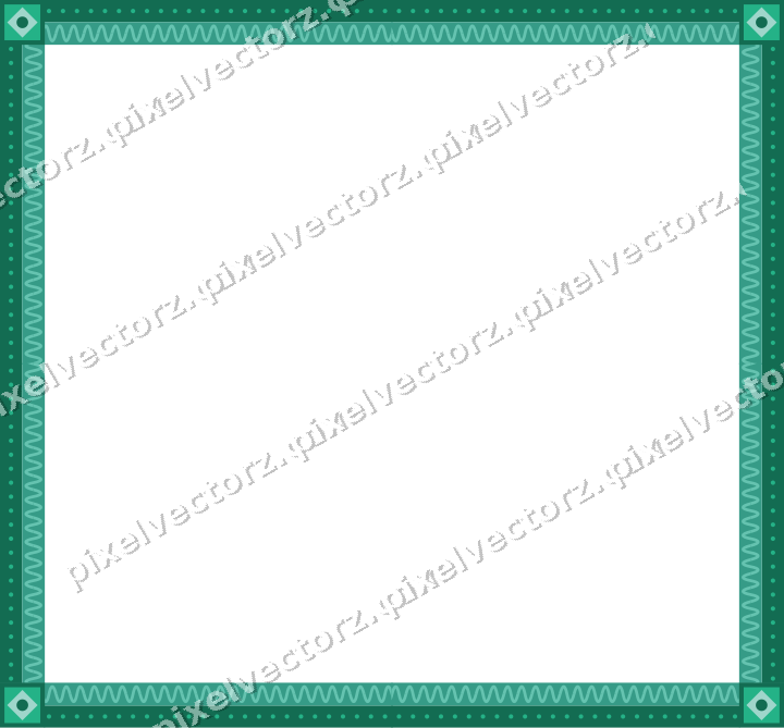 Decorative picture frame border in green and teal with wave band