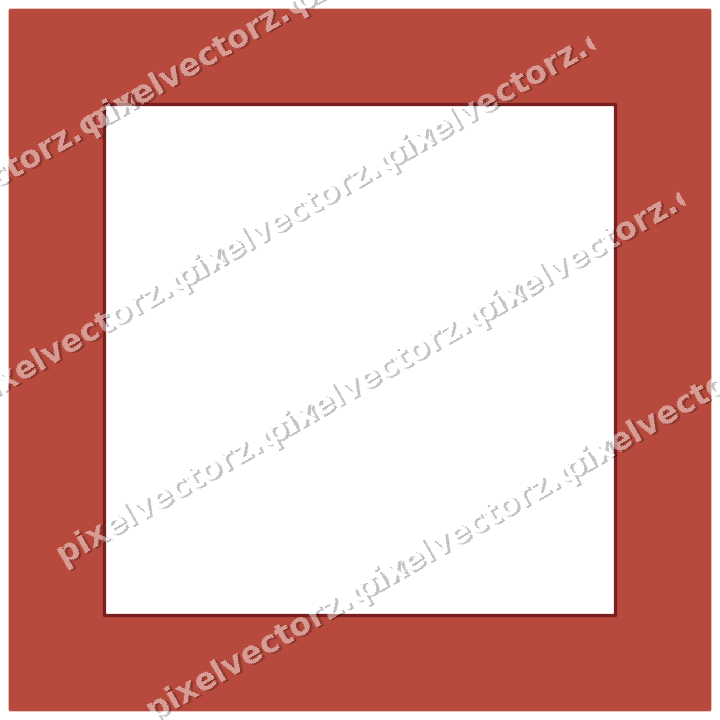 Decorative line art frame in dark red and dark green with label plaque