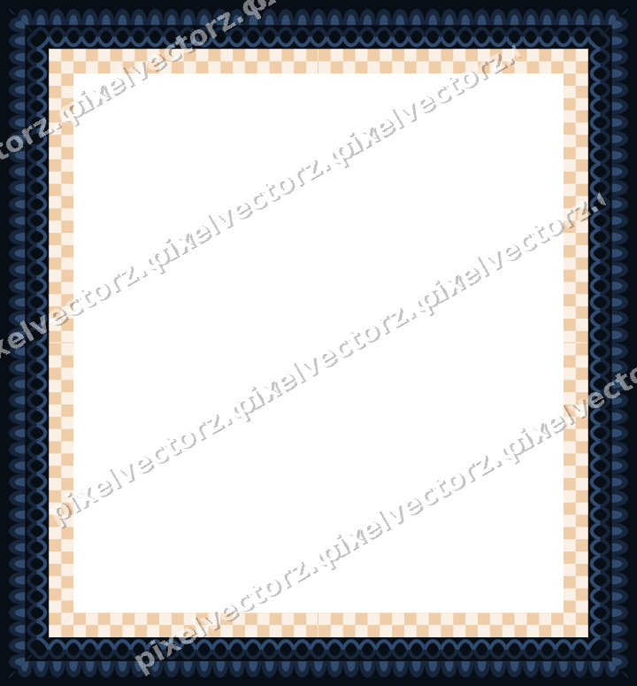 Decorative picture frame border in dark blue and orange with guilloche