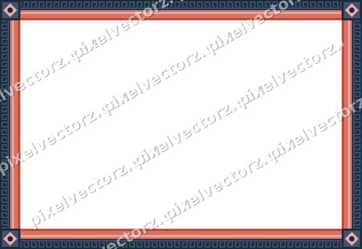 Decorative picture frame border in amber and green with greek key