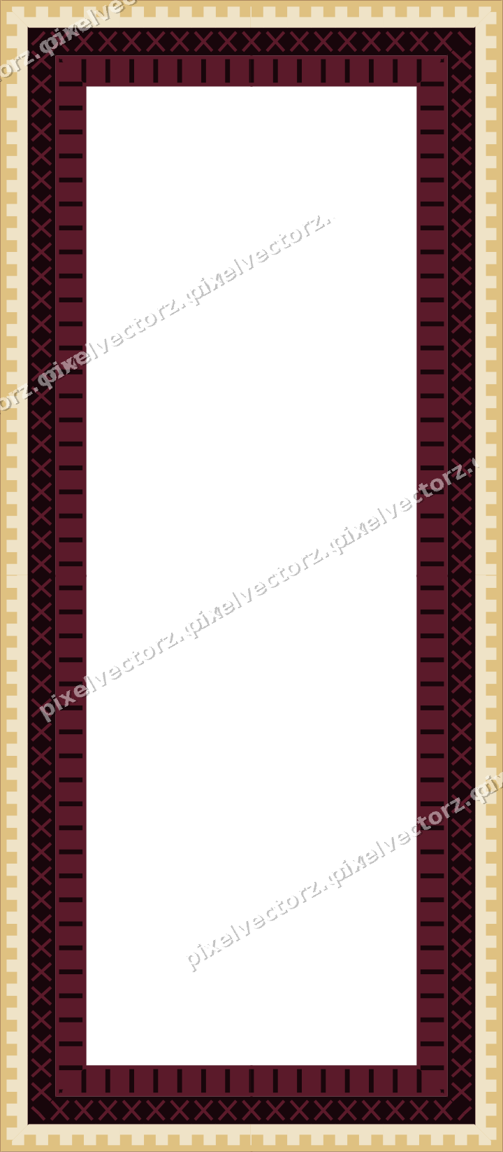 Decorative picture frame border in dark pink and amber with cross band