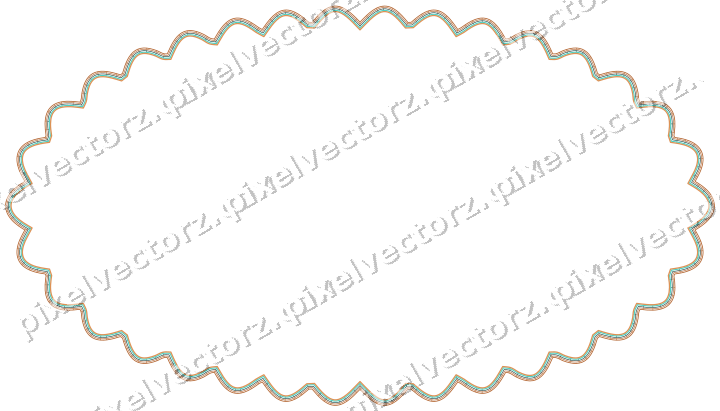 Decorative line art frame in orange and teal with oval