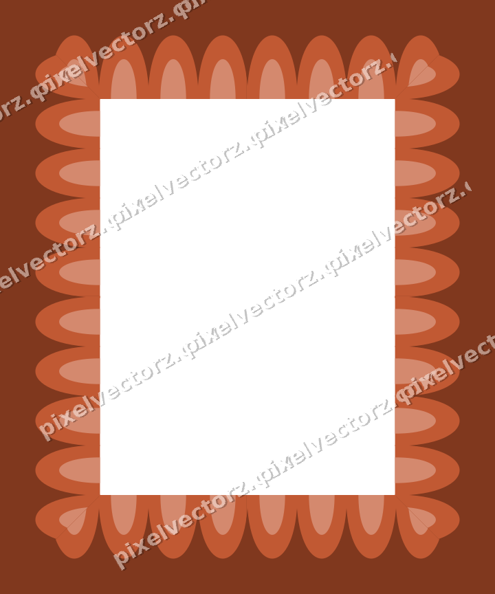 Decorative picture frame border in orange and amber with scale band