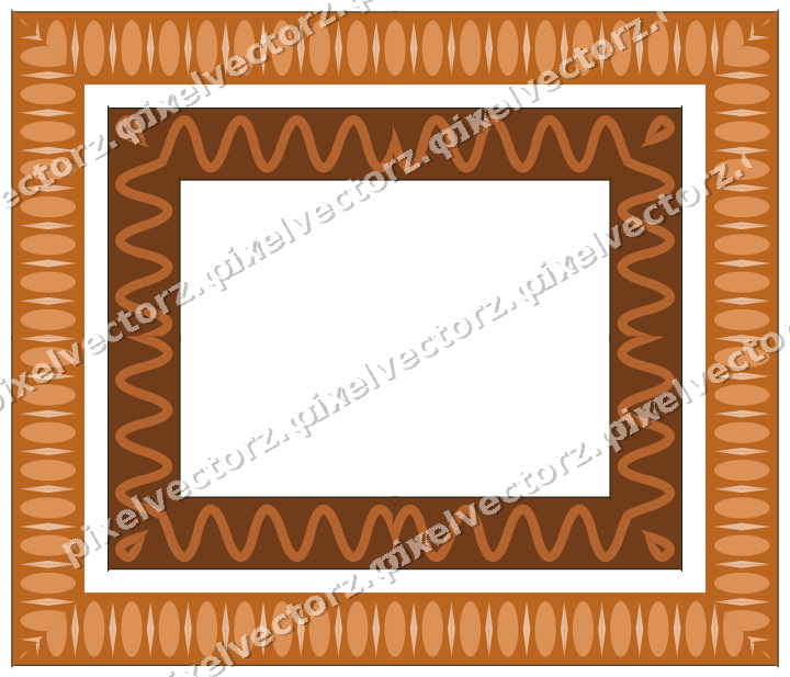 Decorative picture frame border in orange and teal with egg and dart