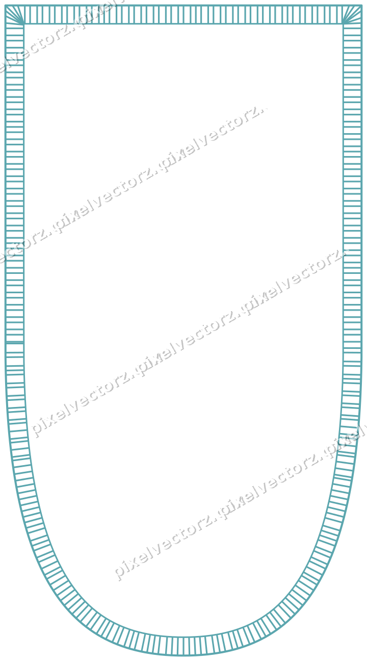 Decorative line art frame in green and teal with shield and hatching