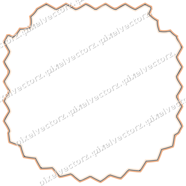 Decorative line art frame in blue and orange with label plaque