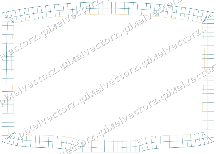 Decorative line art frame in amber and dark teal with label plaque