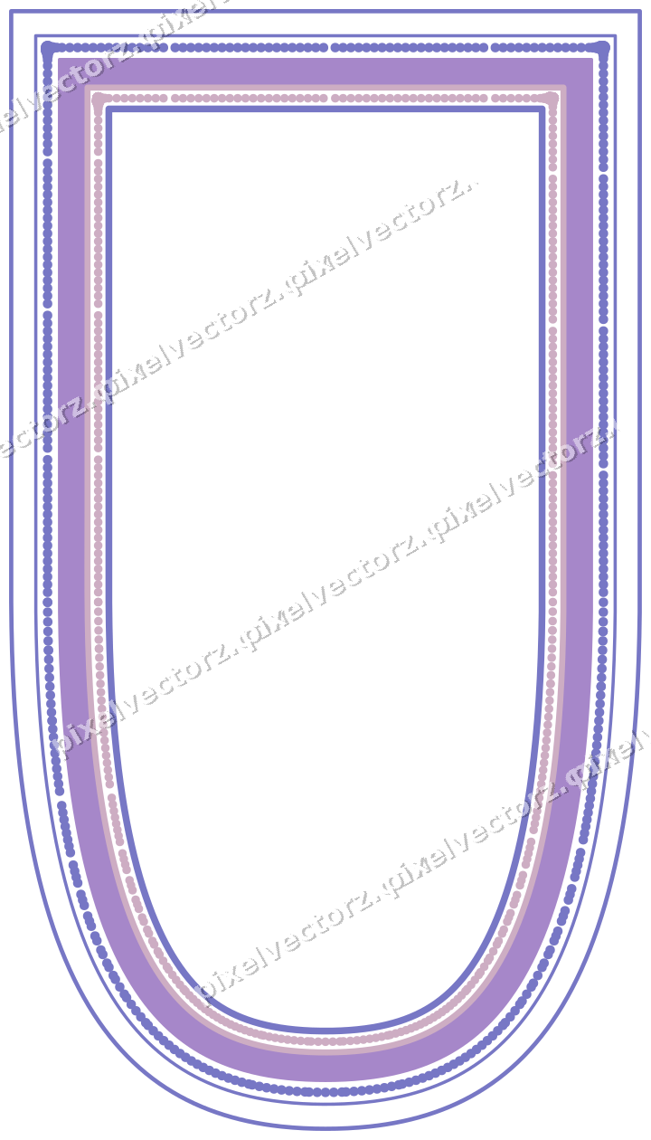 Decorative line art frame in purple and blue with shield