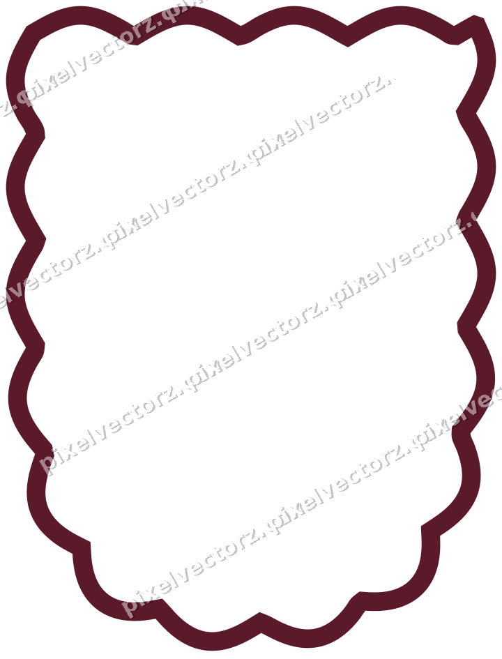 Decorative line art frame in dark pink and amber with shield