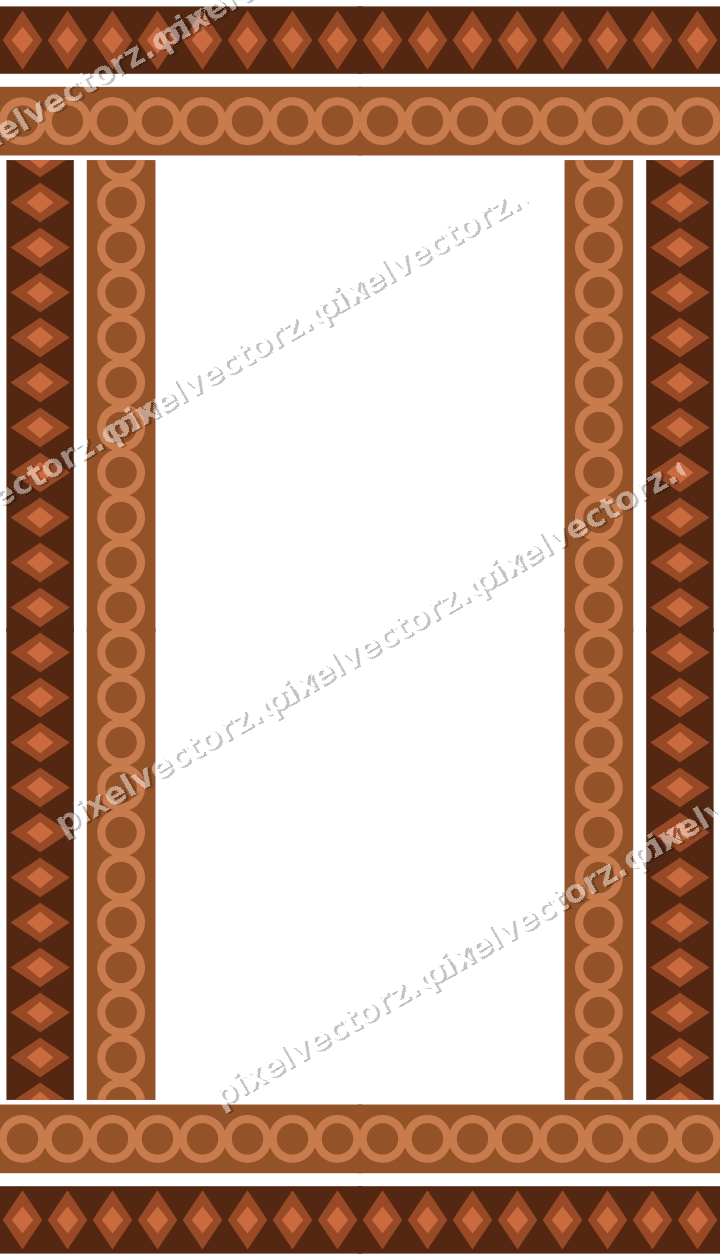Decorative picture frame border in orange and blue with ring chain