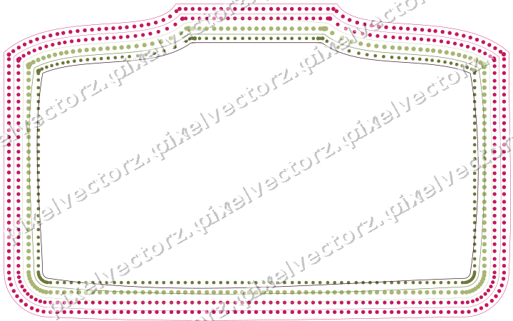 Decorative line art frame in lime and pink with label plaque