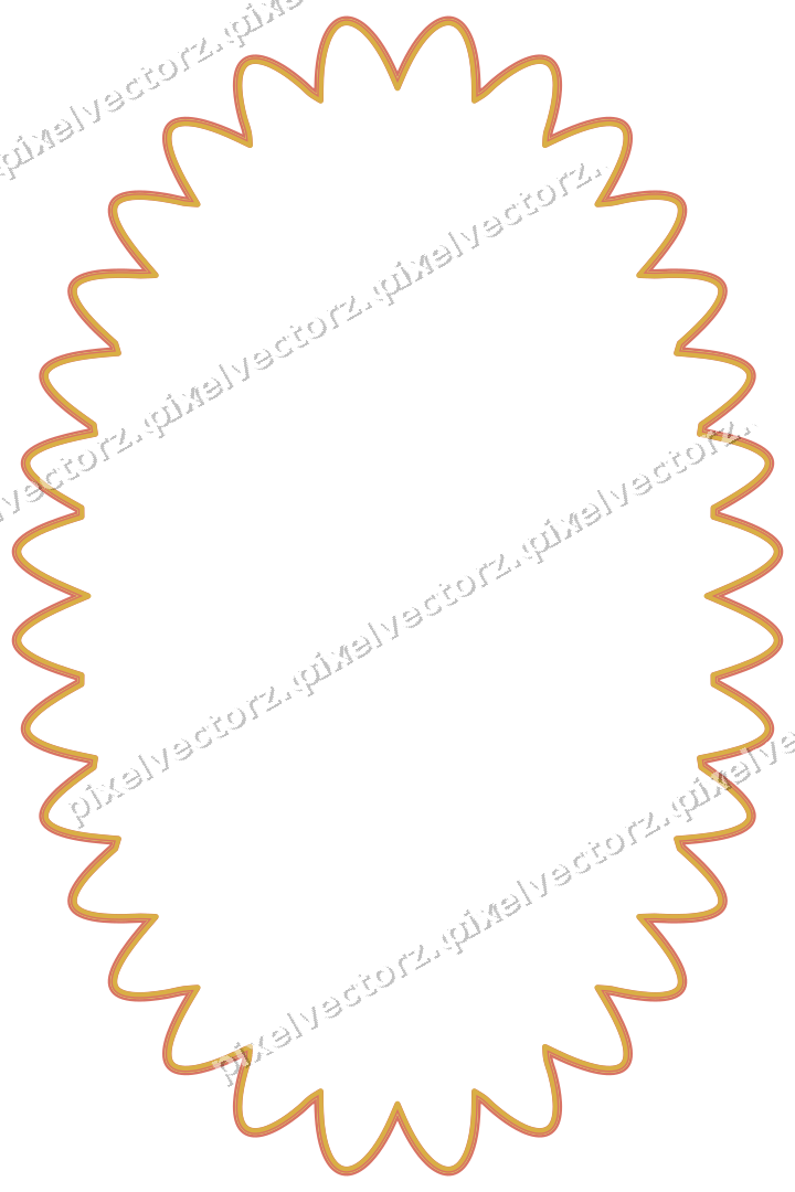 Decorative line art frame in amber and green with oval
