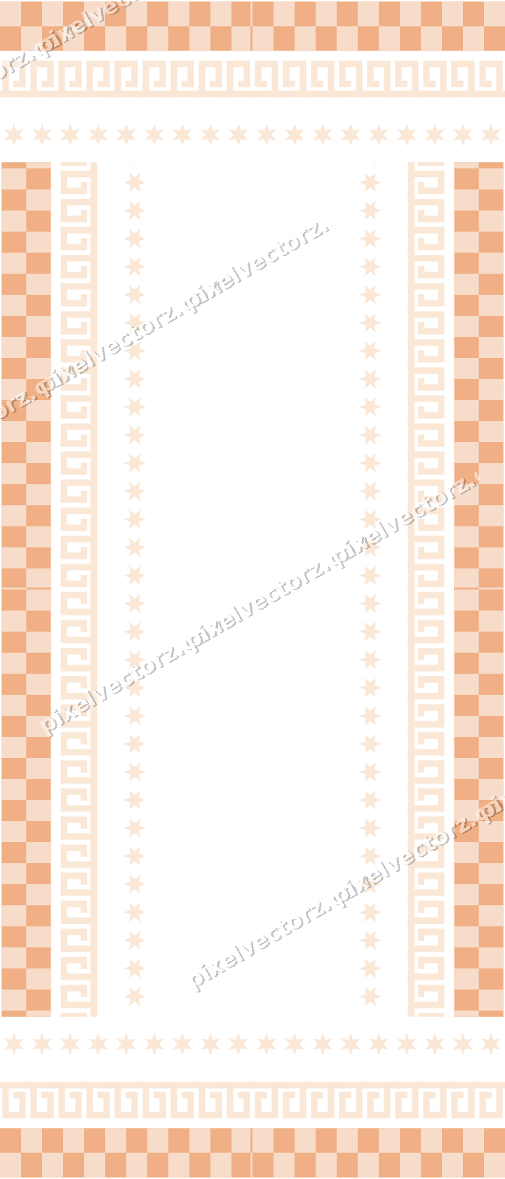 Decorative picture frame border in blue and orange with greek key