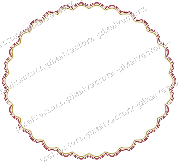 Decorative line art frame in dark pink and red with oval