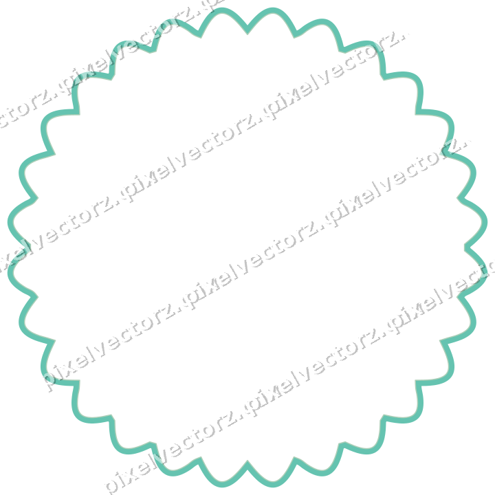 Decorative line art frame in green and teal with oval
