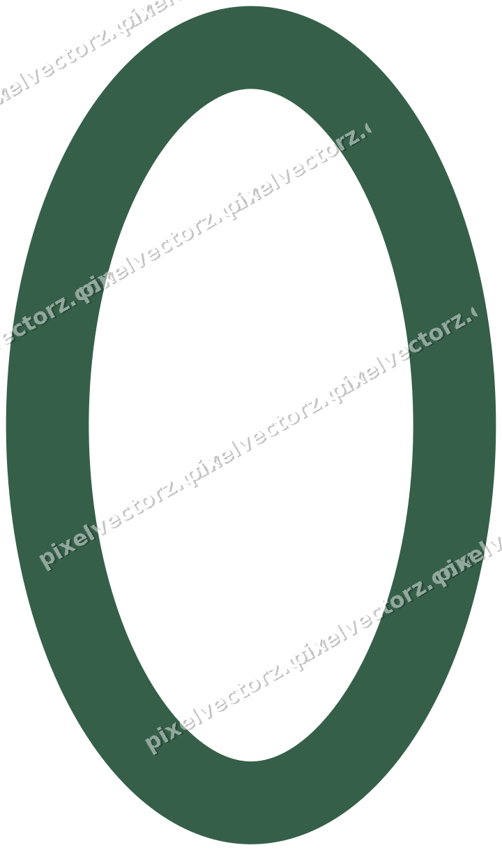 Decorative line art frame in dark green and orange with oval