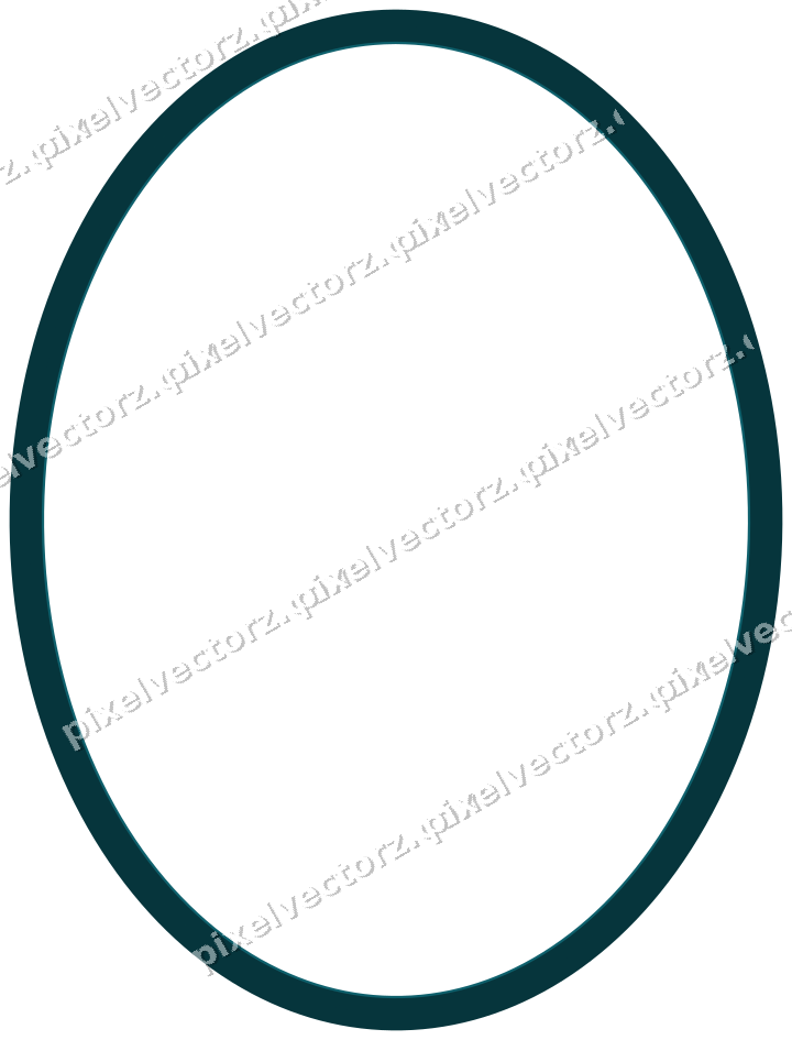 Decorative line art frame in amber and dark teal with oval