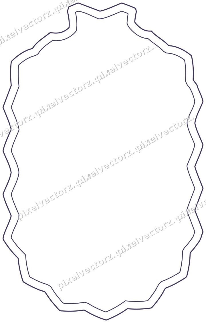 Decorative line art frame in amber and purple with label plaque