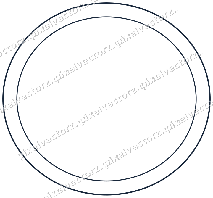 Decorative line art frame in dark blue and orange with oval
