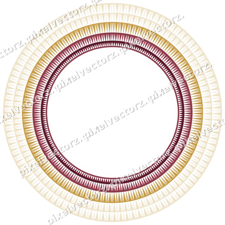 Decorative line art frame in dark pink and amber with oval and dentil