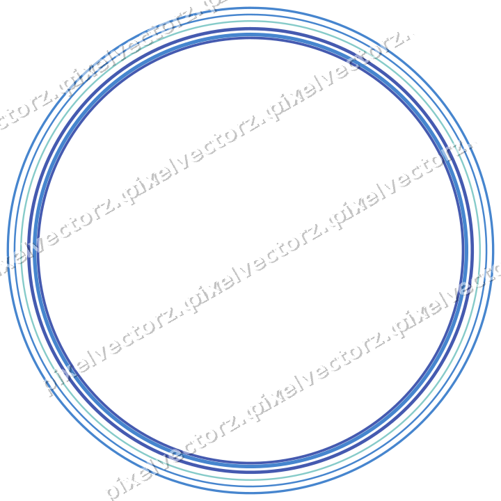 Decorative line art frame in blue and cyan with oval