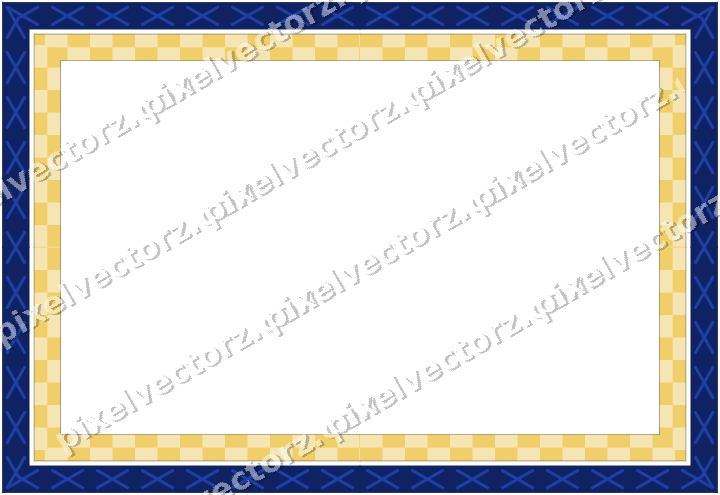 Decorative picture frame border in amber and blue with cross band
