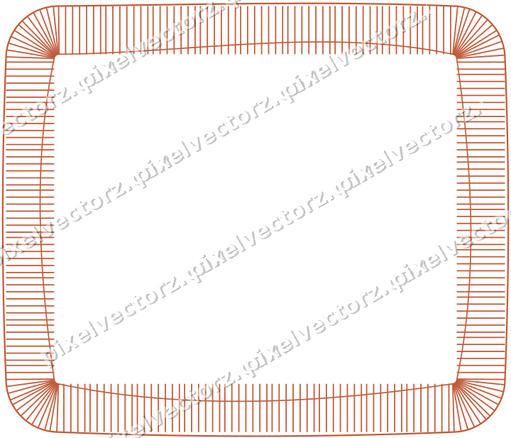 Decorative line art frame in orange and cyan with label plaque