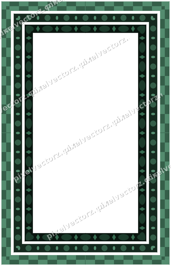 Decorative picture frame border in dark green with bead and reel