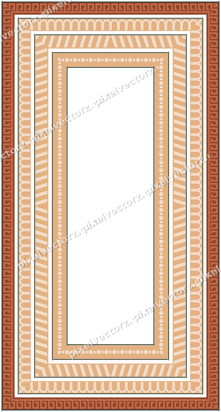 Decorative picture frame border in dark teal with arcade frieze