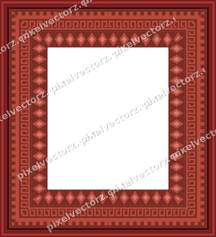 Decorative picture frame border in dark red with step band